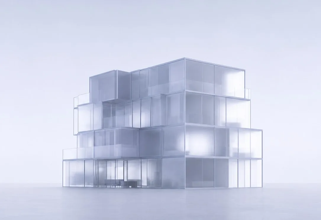 Translucent render of an apartment building whose meters are read over Wireless M-Bus